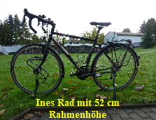 Ines ihr Rad mit 52 cm Rahmen